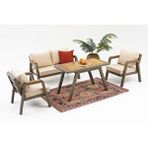 Divona Home Merlin Mini Bahçe Oturma Grubu(2+1+1+m) (krem -ahşap)
