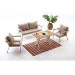 Divona Home Neva Alüminyum Bahçe Oturma Grubu (2+1+1+M) - Krem