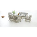 Divona Home Roleks Rattan Bahçe Balkon Oturma Grubu (3+1+1+1+1+Masa) - Gri