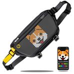 Divoom Pixoo Pixel Art Sling Bag göğüs çantası, sırt çantası, omuz çantası, uygulama kontrollü 16 x 16 LED ekran kemer çantası, su geçirmez, erkekler ve kadınlar için spor çantası