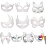 Diy için 50 Boyasız Kağıt Mache Maskeleri, Partiler, Cadılar Bayramı ve Tiyatro Kullanımı İçin Beyaz Boş Yarım Yüz Maskeleri