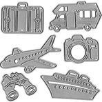 DIY Scrapbooking Artist Uçak Kamera Çantası Seyahat Kiti Uçak Araba Kesme Kalıpları, Metal Kesme Ölür Şablonlar Dekoratif Kabartma Klasörü Karbon Çelik Kağıt Kartı Kendin Yap Kalıp Kesim