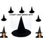 Diyar-ı Fırsat Siyah Cadı Şapkası Keçe Yetişkin Boy 6 Adet