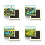 Diyarbakır - 4'lü Memleket Seti - Baskılı Buzdolap Magneti Kare - 9x9 cm - 4 Adet