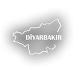 Diyarbakır Harita Araba Sticker 17X17 Cm Beyaz