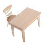 DIYEAH 2 Adet Mini Masa Ve Sandalye Mobilyaları Dollhouse Için Minyatür Mobilya Ahşap Minyatür Masa Minyatür Aksesuarlar Dollhouse Yemek Odası Mobilyaları Dollhouse Süslemeleri Meşe Beige