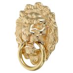 DIYEAH Antika Pirinç Sapı Kapı Kolu Hayvan Baş Kapısı Yüzüğü Pirinç Kapısı Nakavt Çekme Saplaması Düğmesi Vintage Lion Gate Knocker Çekme Kolu Topuzu Golden