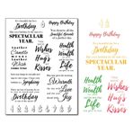 DIYology Happy Birthday Ayetleri Kart Yapımı için Şeffaf Pullar Doğum Günü Duygusu Silikon Pullar Doğum Günü Mumları Koleksiyon Defteri Fotoğraf ve Diğer Kağıt El Sanatları Dekorasyon için Şeffaf