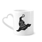 Dıythinker 12 oz Cadılar Bayramı Siyah Cadı Şapkası Çömlekçilik Seramik Kalp Saplı Kupa