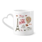 Dıythinker 12 oz Love Paris Fransa Eyfel Kulesi Çömlekçilik Seramik Kalp Saplı Kupa
