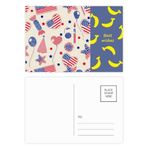 Dıythinker 14x9 cm 20 Adet Renkli ABD Balon Şeker Kalp Bayrak Yıldız Festival Muz Kartpostal Seti