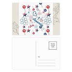 Dıythinker 14x9 cm 20 Adet Renkli ABD Şeker Çiçek Yıldız Aşk Kalp Kelime Çiçek Kartpostal Seti
