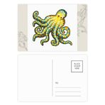 Dıythinker 14x9 cm 20 Adet Renkli Ahtapot Deniz Yaşamı Çizgi Film Desenli Çiçek Kartpostal Seti