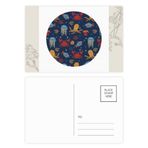 Dıythinker 14x9 cm 20 Adet Renkli Ahtapot Renkli Deniz Hayatı Desenli Çiçek Kartpostal Seti