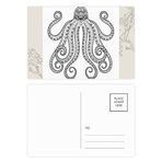Dıythinker 14x9 cm 20 Adet Renkli Boya Ahtapot Sekiz Siyah Çiçek Kartpostal Seti