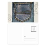 Dıythinker 14x9 cm 20 Adet Renkli Cepli Kot Jean Kovboy Astar Tekstil Çiçek Kartpostal Seti
