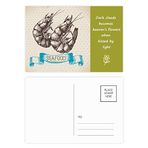 Dıythinker 14x9 cm 20 Adet Renkli Deniz Ürünleri Karides Deniz Organizması Şiir Kartpostal Seti