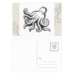 Dıythinker 14x9 cm 20 Adet Renkli Deniz Yaşamı Ahtapot Çizgi Film İllüstrasyon Çiçek Kartpostal Seti
