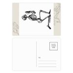 Dıythinker 14x9 cm 20 Adet Renkli Dua Eden İnsan İskeleti Eskiz Çiçek Kartpostal Seti