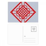 Dıythinker 14x9 cm 20 Adet Renkli Elmas Kırmızı Çin Düğümü Kağıt Kesim Kartpostal Seti