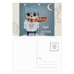 Dıythinker 14x9 cm 20 Adet Renkli Eskiz Sevimli Baykuş Kış Gece Çiçek Kartpostal Seti