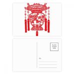 Dıythinker 14x9 cm 20 Adet Renkli Fener Çin Kağıt Kesme Kırmızı Desen Kartpostal Seti