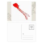 Dıythinker 14x9 cm 20 Adet Renkli Geleneksel Çin Uçurtma Ahtapot Desenli Çiçek Kartpostal Seti