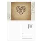 Dıythinker 14x9 cm 20 Adet Renkli Kağıt Doku Kalp Müzik Notaları Çiçek Kartpostal Seti