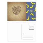 Dıythinker 14x9 cm 20 Adet Renkli Kağıt Doku Kalp Müzik Notaları Muz Kartpostal Seti