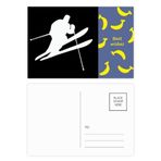 Dıythinker 14x9 cm 20 Adet Renkli Kayak Kış Spor Siyah Siluet Muz Kartpostal Seti