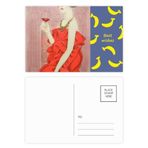 Dıythinker 14x9 cm 20 Adet Renkli Kırmızı Elbise Güzellik Çin Resmi Muz Kartpostal Seti