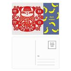 Dıythinker 14x9 cm 20 Adet Renkli Kırmızı Kız Kağıt Kesim Çiçek Fener Muz Kartpostal Seti