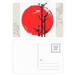 Dıythinker 14x9 cm 20 Adet Renkli Kırmızı Siyah Japonya Soyut Fırça Çiçek Kartpostal Seti