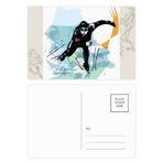 Dıythinker 14x9 cm 20 Adet Renkli Kış Spor Hız Pateni Erkek Sporcular Çiçek Kartpostal Seti