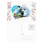 Dıythinker 14x9 cm 20 Adet Renkli Kış Spor Sporları Serbest Stil Kayak İllüstrasyon Formula Kartpostal Seti