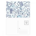 Dıythinker 14x9 cm 20 Adet Renkli Mavi El Boyaması Matematik Cetvel Hesap Makinesi İllüstrasyon Kartpostal Seti
