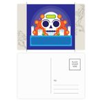 Dıythinker 14x9 cm 20 Adet Renkli Meksika Şeker İskeleti Ölüler Günü Çiçek Kartpostal Seti