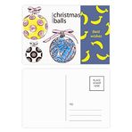 Dıythinker 14x9 cm 20 Adet Renkli Merry Christmas Yuvarlak Şeker Desenli Muz Kartpostal Seti
