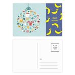 Dıythinker 14x9 cm 20 Adet Renkli Mutlu Noeller Çember Çizgi Film Portre Muz Kartpostal Seti