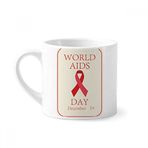 Dıythinker 170 ml Beyaz AIDS Günü 1 Aralık Kırmızı Kurdele HIV Sembollü Mini Kahve Seramik Kupa