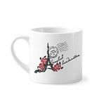 Dıythinker 170 ml Beyaz Eyfel Kulesi Güller Fransa Paris Damga Tarzı Mini Kahve Seramik Kupa