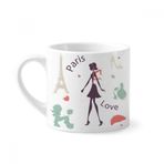 Dıythinker 170 ml Beyaz Eyfel Kulesi Paris Lady Fransa Simgesi Mini Kahve Seramik Kupa