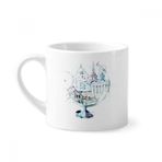 Dıythinker 170 ml Beyaz Globe London Eye Eyfel Kulesi Suluboya Mini Kahve Seramik Kupa