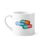 Dıythinker 170 ml Beyaz Hap Kapsülü Sağlık Ürünleri Desen Mini Kahve Seramik Kupa