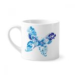 Dıythinker 170 ml Beyaz Hayvan Gökyüzü Mavi Kelebek Çırpıcı Grafiti Mini Kahve Seramik Kupa