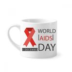 Dıythinker 170 ml Beyaz HIV 1 Aralık Dünya AIDS Günü Kırmızı Kurdele Mini Kahve Seramik Kupa