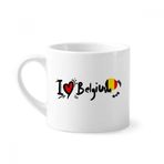Dıythinker 170 ml Beyaz I Love Belçika Kelime Bayrağı Aşk Kalp İllüstrasyon Mini Kahve Seramik Kupa