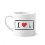 Dıythinker 170 ml Beyaz I Love Eyfel Kulesi Kelimeler Desenli Mini Kahve Seramik Kupa