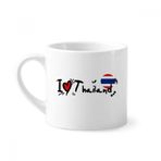 Dıythinker 170 ml Beyaz I Love Tayland Kelime Bayrağı Aşk Kalp İllüstrasyon Mini Kahve Seramik Kupa