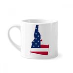 Dıythinker 170 ml Beyaz Idaho Amerika Haritası Yıldızlar Çizgili Bayrak Mini Kahve Seramik Kupa
